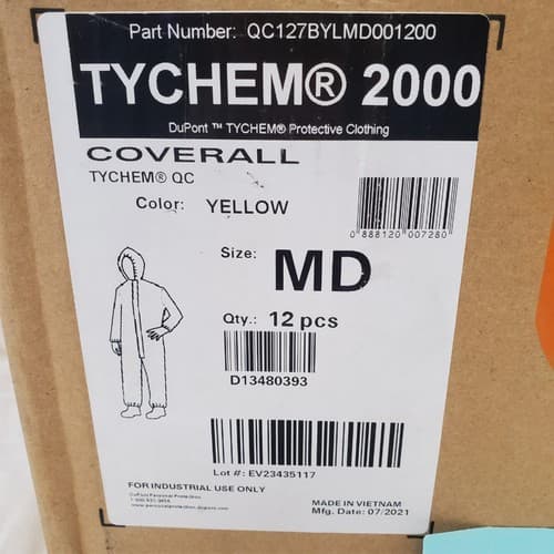 Lot of 12 DuPont Tychem 2000 QC127S Disposable Chemical Resistant Coverall #1 - Thumbnail 3