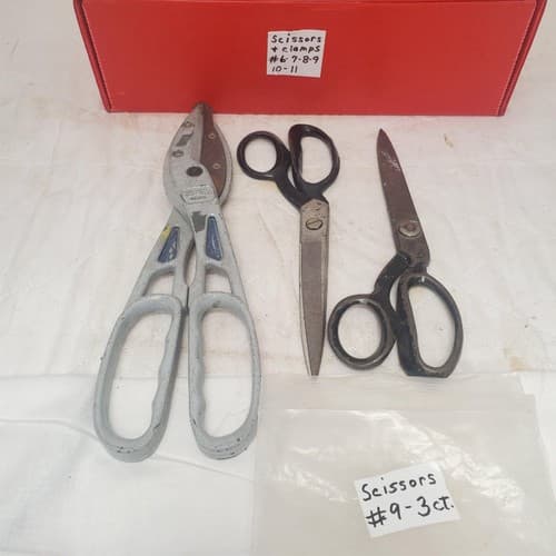 Lot of 3 Straight Cut Tinner Snips and Pinking Shears Scissors #9 - Image 1