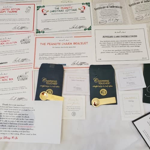Large Lot of Disney Peanuts Certificate of Authenticity COA Paperwork - Thumbnail 14