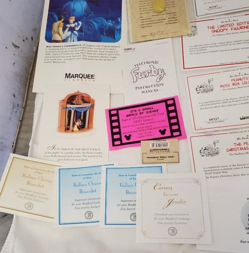 Large Lot of Disney Peanuts Certificate of Authenticity COA Paperwork - Thumbnail 16