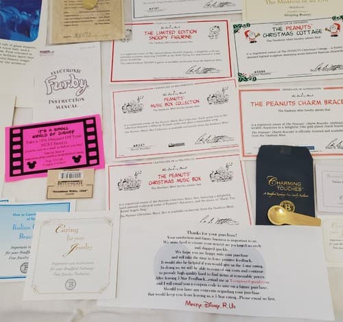 Large Lot of Disney Peanuts Certificate of Authenticity COA Paperwork - Thumbnail 15
