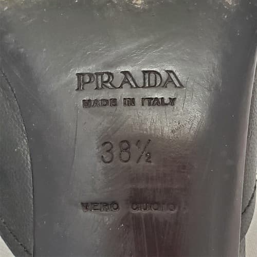 Prada 2000's Black Kitten Mule Heels with Silver Keychain Toe Strap - Thumbnail 6