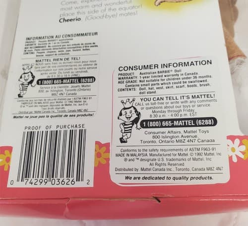 1992 Mattel Special Edition Dolls Of The World Collection Australian Barbie Doll - Thumbnail 5