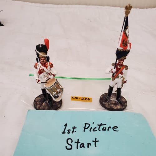 Hand Painted Metal Toy Soldier Drummer and Flag Bearer CM-206 - Image 1