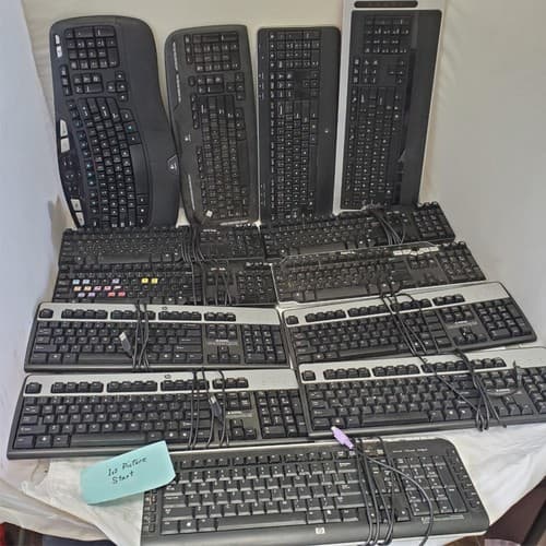 Lot of 13 Assorted Dell, HP, Logitech & other Brand Keyboards - Image 1