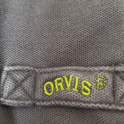 Orvis Men's Black Short Sleeve Size L-T Polo Shirt with Purple Collar - Thumbnail 2