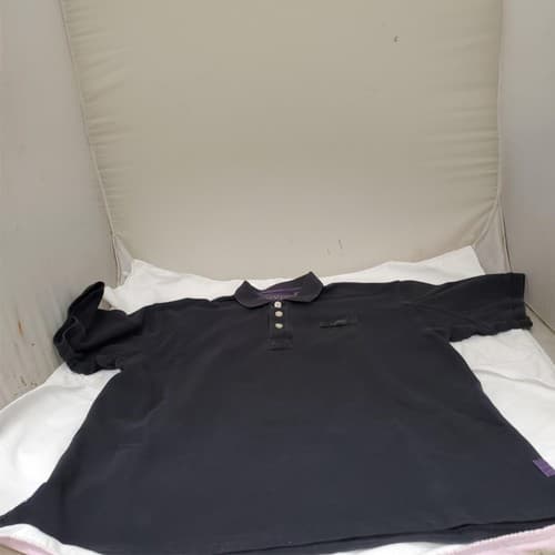 Orvis Men's Black Short Sleeve Size L-T Polo Shirt with Purple Collar - Thumbnail 5