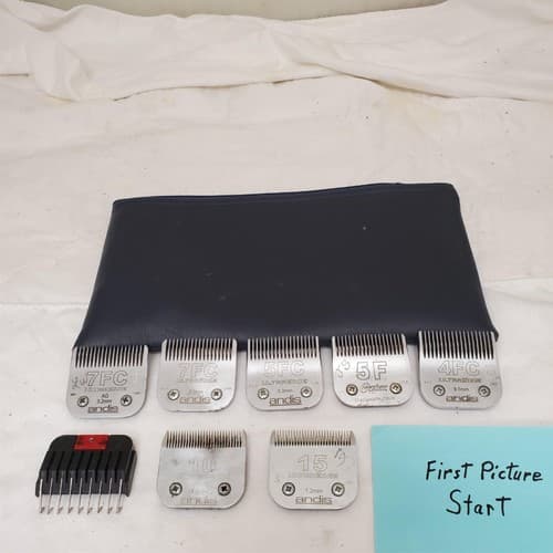 Lot of 8 Assorted Andis UltraEdge Pet Grooming Clipper Blade Set with Pouch - Image 1