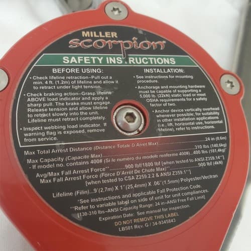 Miller Scorpion PFL-4-Z7 9FT With Steel Twist-Lock Carabiner & Swivel Shackle - Thumbnail 6