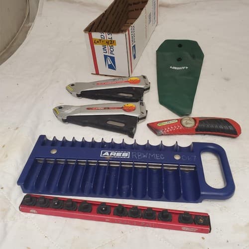 ARES Socket Organizer Tray Magnetic Socket Holder with Utility Knives LOT-421 - Thumbnail 3