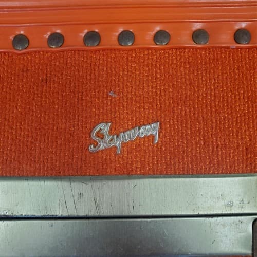 Vintage Skyway Luggage Orange Trunk with Brass Fittings - Thumbnail 4
