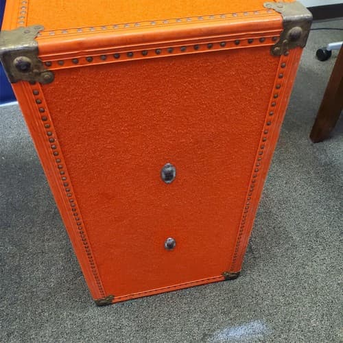 Vintage Skyway Luggage Orange Trunk with Brass Fittings - Thumbnail 5