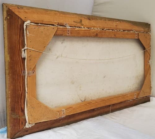 Vintage Winter Horse Sleigh Painting in Ornate Gold Frame - Thumbnail 7