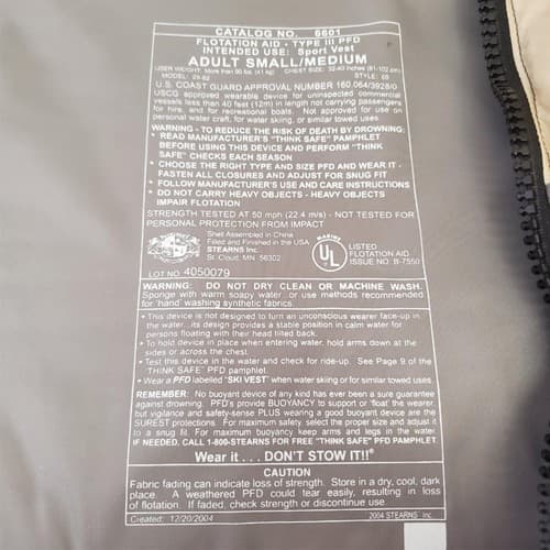 Stearns Watersports Life Jacket Catalog 6601 Type 3 PFD Adult S/M 32-40 Inches 3 - Thumbnail 4