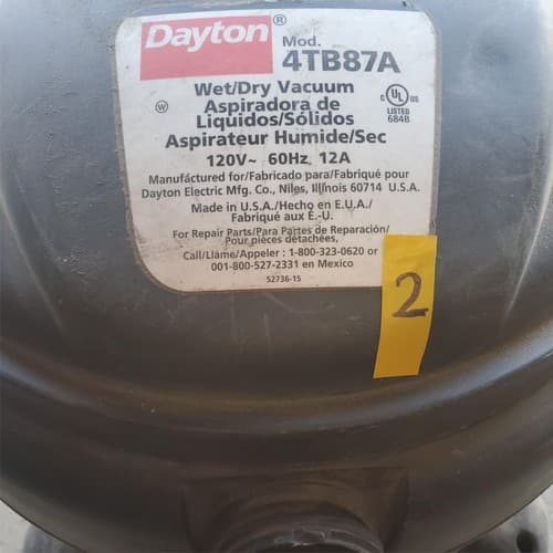 DAYTON Shop Vacuum 4TB87 Wet/Dry Vacuum Cleaner 16 gal Gray/Black (2) - Thumbnail 2