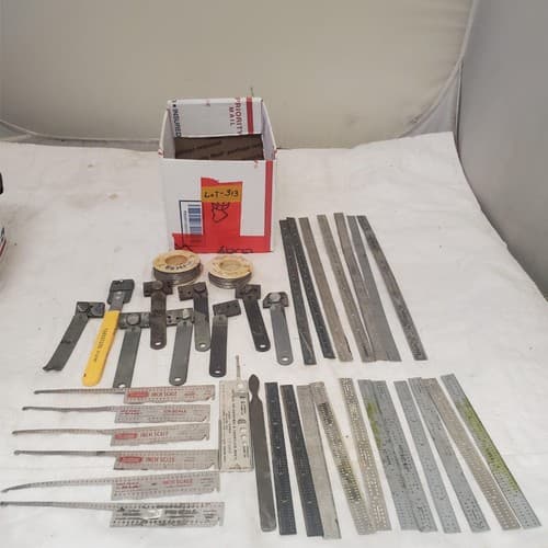 Lot of 35 Vintage Metal Measuring Tools Rulers, Radius Gauges, Scales LOT-313 - Image 1