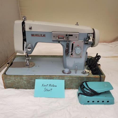 Vintage White Zig Zag Sewing Machine - Image 1