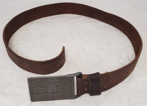 Vintage Leather Belt with Colorado State Penitentiary Canon City Colorado Buckle - Thumbnail 2
