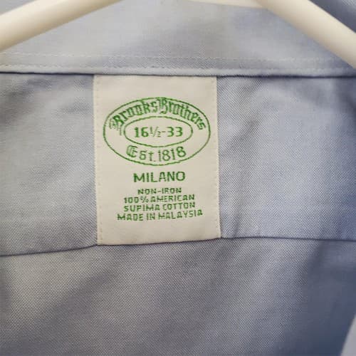 Brooks Brothers Button Up Shirt Mens Large 16 1/2 33 Blue Long Sleeve - Thumbnail 3