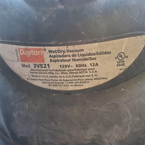DAYTON Shop Vacuum 3VE21 Wet/Dry Vacuum Cleaner 16 gal, 120V (4) - Thumbnail 5