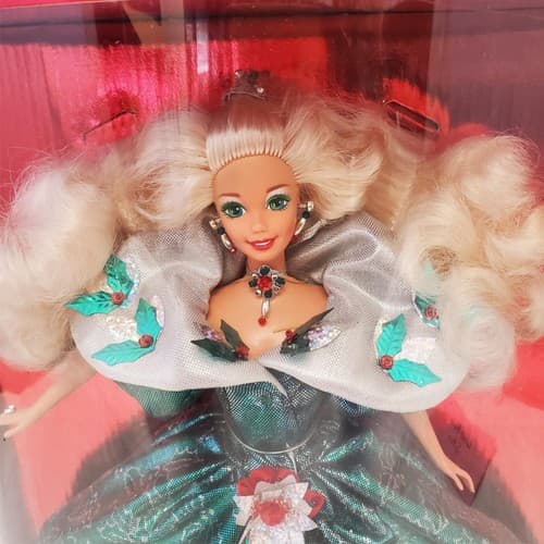 1995 Happy Holidays Barbie Doll #14123 Sealed Special Edition in Green Gown - Thumbnail 3