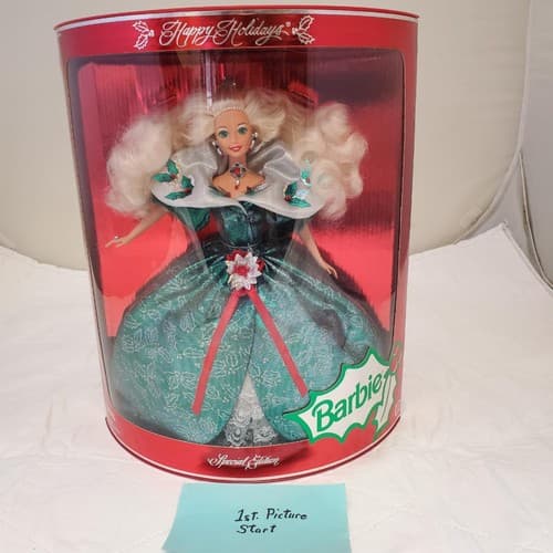 1995 Happy Holidays Barbie Doll #14123 Sealed Special Edition in Green Gown - Image 1