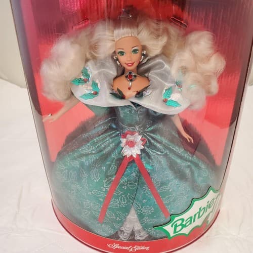 1995 Happy Holidays Barbie Doll #14123 Sealed Special Edition in Green Gown - Thumbnail 4