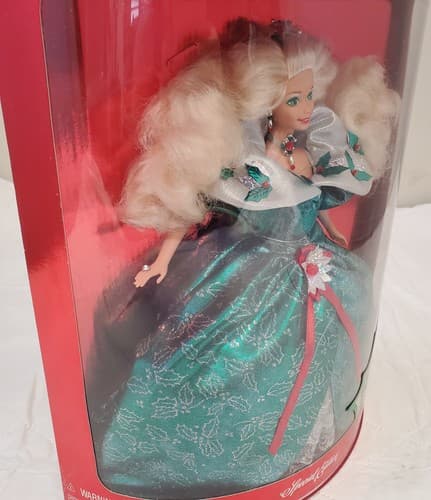 1995 Happy Holidays Barbie Doll #14123 Sealed Special Edition in Green Gown - Thumbnail 5