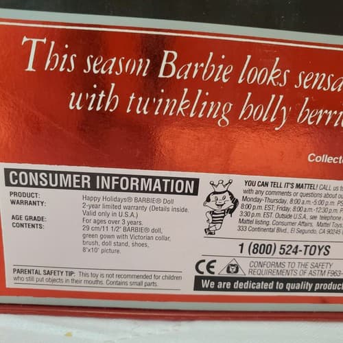 1995 Happy Holidays Barbie Doll #14123 Sealed Special Edition in Green Gown - Thumbnail 8