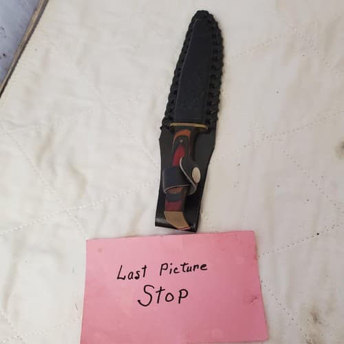 Fixed Hunting Knife Wood Layered Handle Leather Sheath - Thumbnail 6