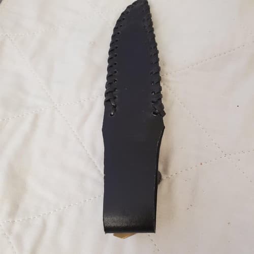 Fixed Hunting Knife Wood Layered Handle Leather Sheath - Thumbnail 2