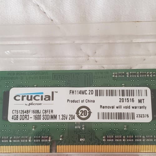 Crucial 4GB DDR3-1600 SODIMM Laptop Memory - Thumbnail 3