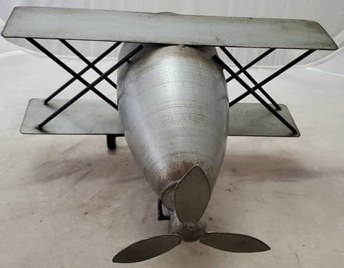 Antique Vintage Airplane-Biplane Metal Table Clock - Thumbnail 4