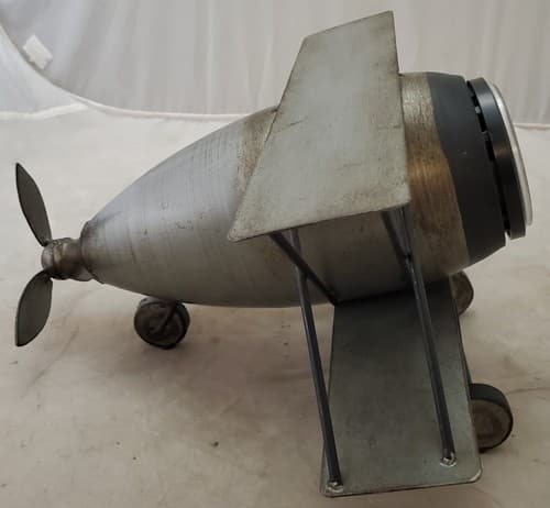 Antique Vintage Airplane-Biplane Metal Table Clock - Thumbnail 3