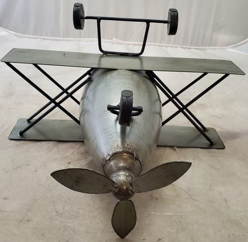 Antique Vintage Airplane-Biplane Metal Table Clock - Thumbnail 5