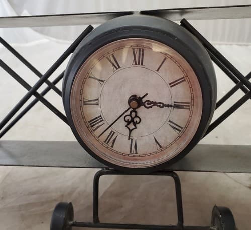 Antique Vintage Airplane-Biplane Metal Table Clock - Thumbnail 2