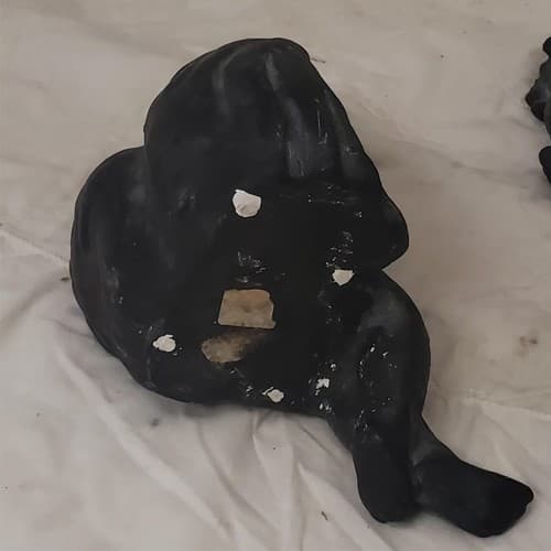 Pair of Black Angel Figurines Harp & Seated Cherub Statues - Thumbnail 4