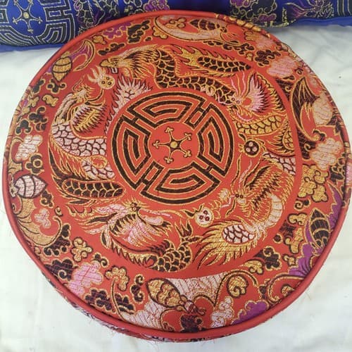 Royal Blue Embroidered Longevit Chinese Silk Pillow & Tibetan handmade Cushion - Thumbnail 8