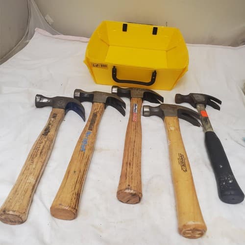 Lot of 5 Vintage Wooden Handle Claw Hammers LOT-880 - Image 1
