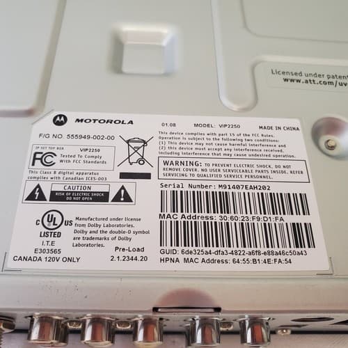 AT&T U-Verse VIP2250 HD DVR Cable Box Receiver - Thumbnail 9