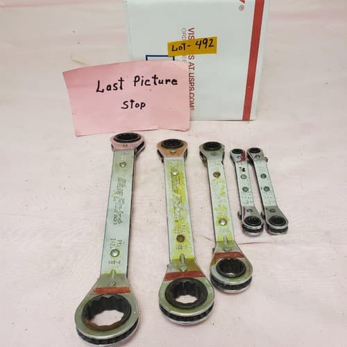 Lot of 5 Assorted Ratcheting Box End Wrench Set LOT-492 - Thumbnail 6