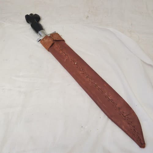 D2 Tool Steel Custom Sword Knife Hunting Machete with Leather Sheath - Thumbnail 2