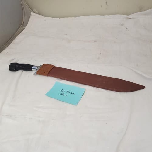 D2 Tool Steel Custom Sword Knife Hunting Machete with Leather Sheath - Image 1