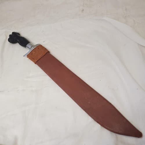 D2 Tool Steel Custom Sword Knife Hunting Machete with Leather Sheath - Thumbnail 3