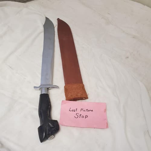 D2 Tool Steel Custom Sword Knife Hunting Machete with Leather Sheath - Thumbnail 9