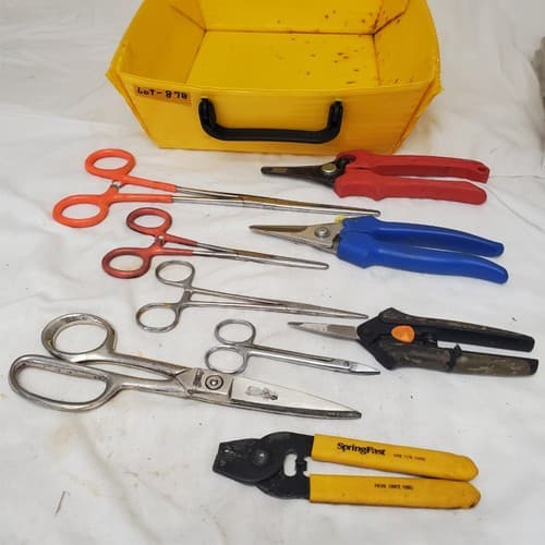 Lot of 9 Assorted Shears Scissors & Crimping Tool LOT-878 - Image 1
