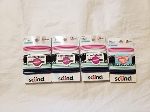 4 x 18 piece (72) Scunci Comfortable All Day Medium Hold No-Damage Hair Elastics - Image 1