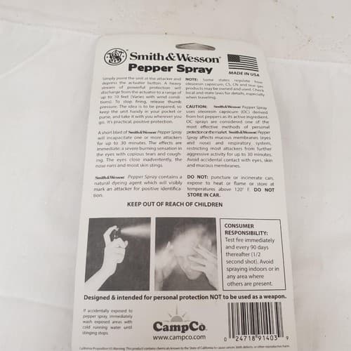Smith & Wesson Pepper Spray w/ Black Leather Holster ORMD 3.25" Self Defense - Thumbnail 3