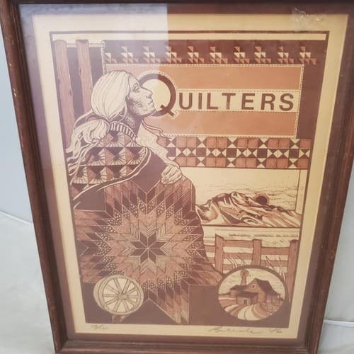 Vintage 1986 Quilters Framed Art Print - Thumbnail 3