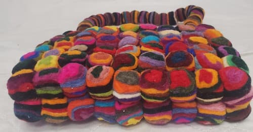 Vintage Felt Clutch Cherry Made in Nepal Handbag - Thumbnail 4